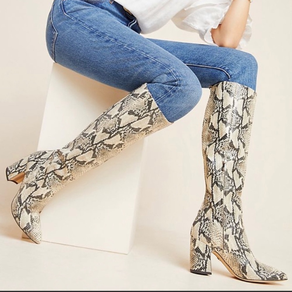 Sam Edelman Hai Snakeskin knee high leather boots